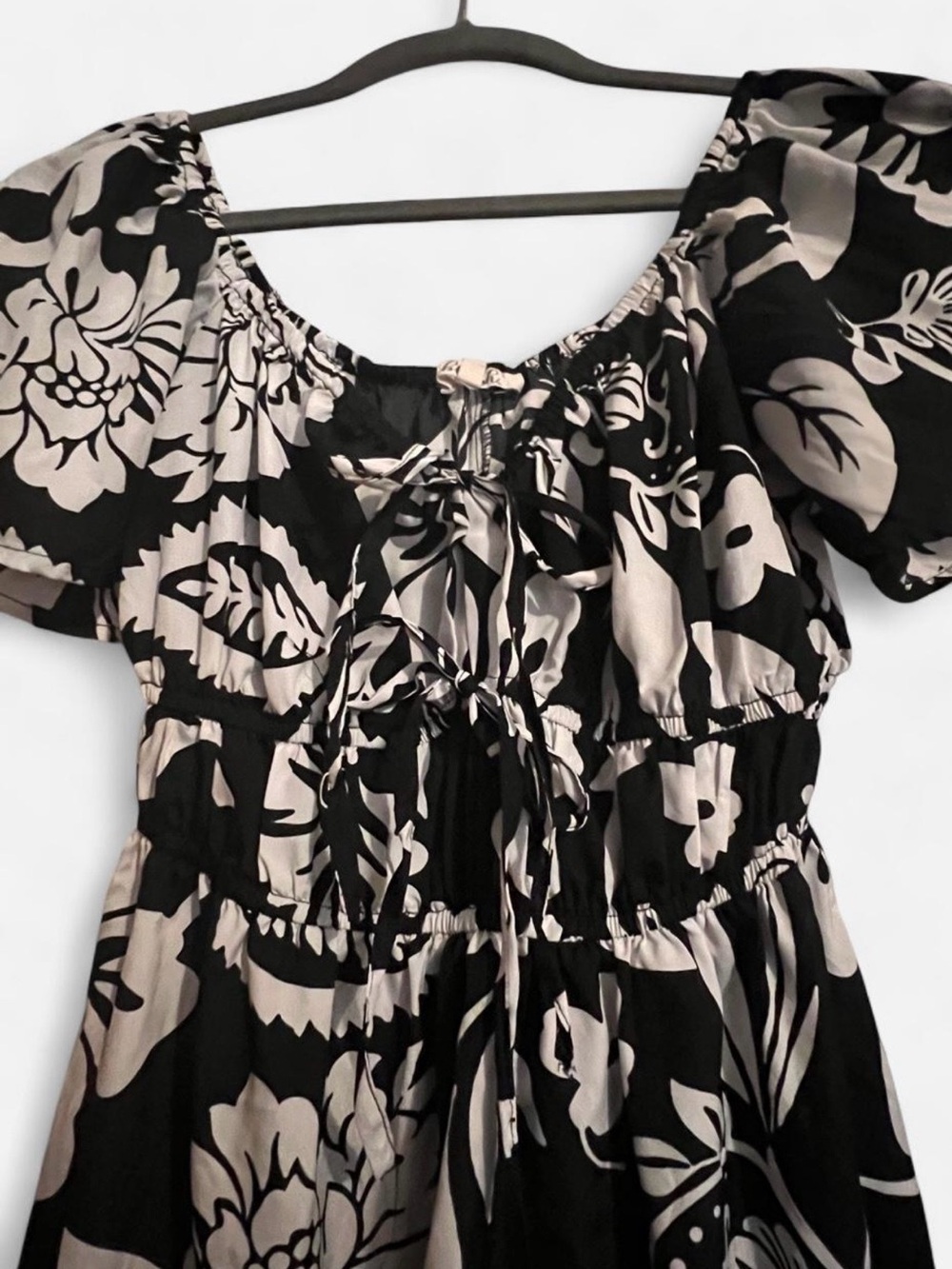 Blush Black & Ivory Floral Smocked Waist Dress